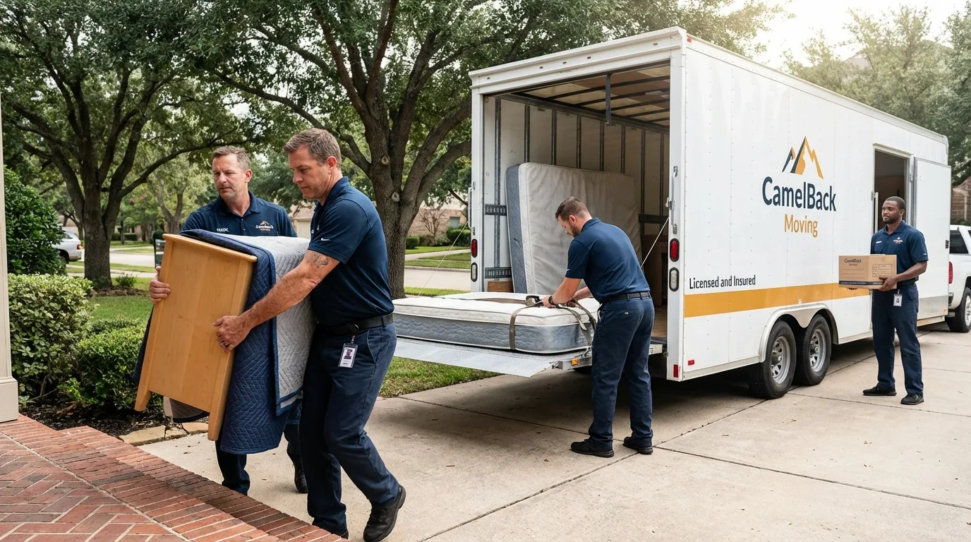Crew loading residential truck for cross-state move from Rye, NH